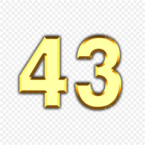 數字43金色字體, 四十三, 為字體, 金色素材圖案，PSD和PNG圖片免費下載