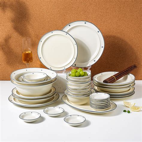 川岛屋日式釉下彩餐具碗碟套装家用陶瓷碗具碗盘子碗筷套装高级感_虎窝淘