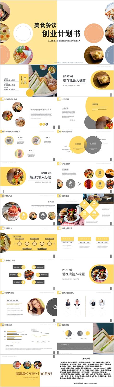 创意清新自助餐厅餐饮店创业计划书PPT模板_PPT牛模板网
