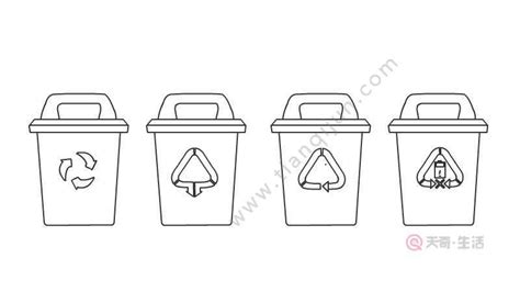 4种垃圾分类桶的简笔画 垃圾分类桶怎么画简笔画 | 抖兔教育