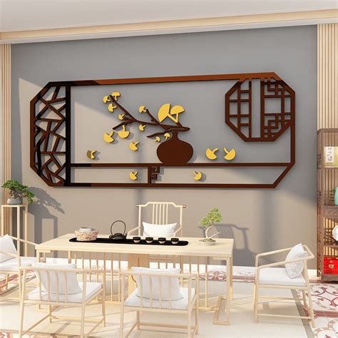 中式茶室背景墙设计图_装信通网效果图