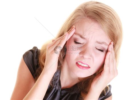 精神紧张的女商人担心孩头痛被白孤立高清图片下载-正版图片304012112-摄图网