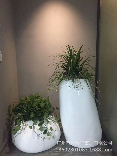 半圆形玻璃钢花盆 现代家居装饰插花瓶 白色大花盆大碗造型花器 ...