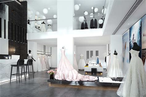 现代婚纱店 婚纱 前台 吧椅 中岛 西装 手提包 鞋子-室内设计-拓者设计吧