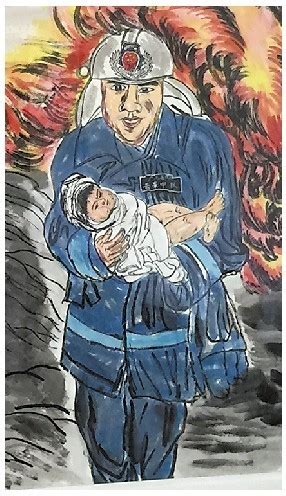消防员火海救孩童 街坊作画赞英雄_广东省消防救援总队网站