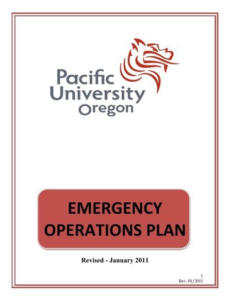 EMERGENCY OPERATIONS PLAN - Pacific University