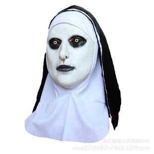 2023新款鬼脸招魂2修女面具万圣节恐怖圣母玛利亚头套cos装扮道具-阿里巴巴