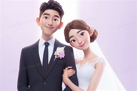 韩式唯美新娘挽着新郎的胳膊婚纱照3d模型插画图片素材下载_jpg格式_熊猫办公