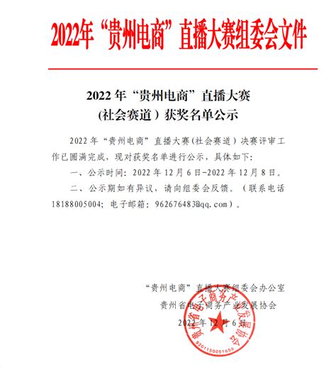 2022年“贵州电商”直播大赛(社会赛道）获奖名单公示_发展_产业