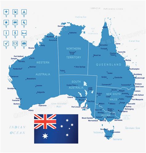 澳大利亚城市板块地图PNG图片素材下载_澳大利亚PNG_熊猫办公
