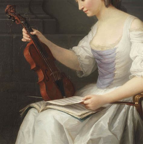 小提琴家画像Portrait of a violinist Anne Vallayer-Coster油画作品欣赏 - 520常识网