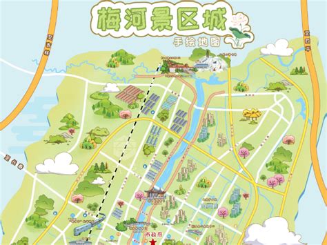 梅河口城区全域景区旅游手绘地图宣传页导览设计定制_手绘地图六藝設計-站酷ZCOOL