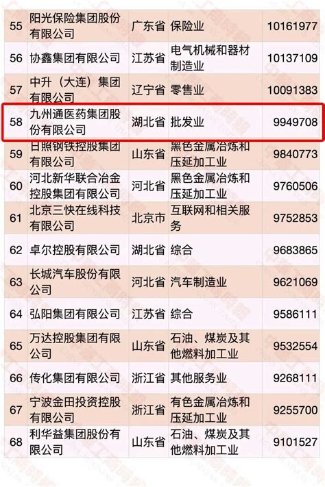 2020中国民营企业500强榜单 | 九州通位列第58位！-九州通健康科技集团