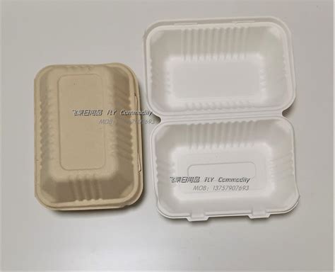 甘蔗浆一次性餐盒环保禁塑可降解白色本色纸餐具饭盒多尺寸_飞莱日用品_义乌购