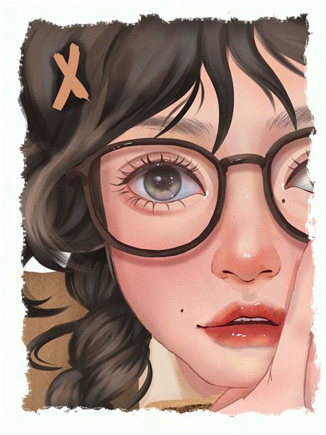 绘画头像温柔眼睛女生