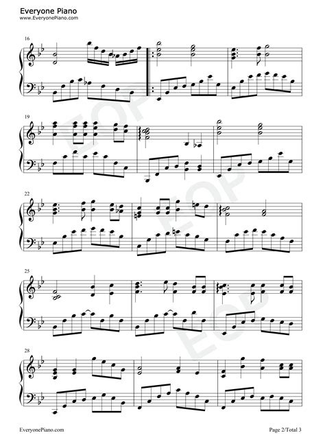 同一首歌五线谱预览2-钢琴谱文件（五线谱、双手简谱、数字谱、Midi、PDF）免费下载