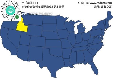 美国地图上的黄色爱达荷州矢量地图EPS素材免费下载_红动中国