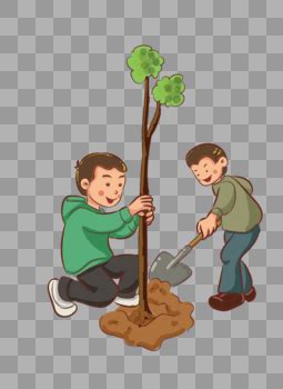 两个小孩一起种树的插画背景图片下载_2912x1632像素JPG格式_编号z26fjjwxw_图精灵