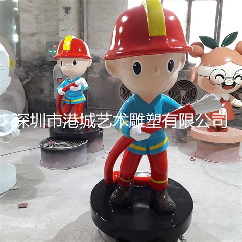消防员公仔形象雕塑消防主题玻璃钢卡通消防战士雕塑_深圳港城雕塑-站酷ZCOOL