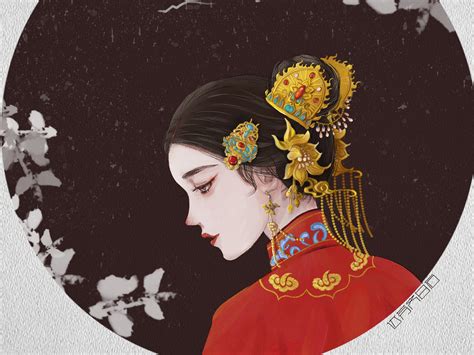 古风嫁衣插画头像女生版