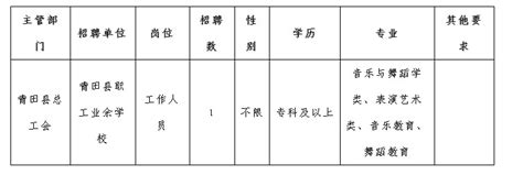 青田县总工会公开招聘编外工作人员公告
