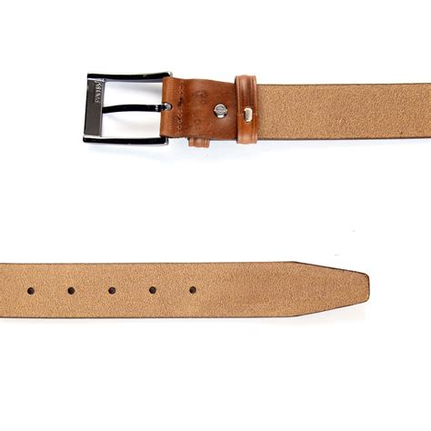 Buy Brown Lasered Geometric Embossed Calfskin Belt For Men