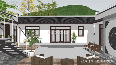 中式小庭院景观设计su模型-三摩地