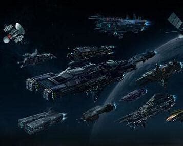 接近地球的外星飞船舰队，用于未来派、幻想或星际深空旅行背景。高清摄影大图-千库网