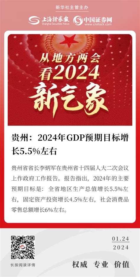 贵州2024年GDP预期目标增长5.5%左右-新闻-上海证券报·中国证券网