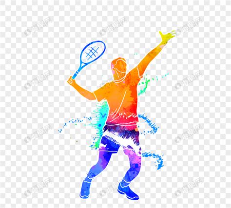 创意网球运动员身影元素素材下载-正版素材401810219-摄图网