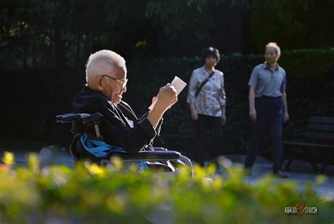 老年夫妇在公园里拍照高清摄影大图-千库网