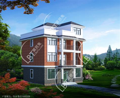 QH2082欧式15米12.7米农村别墅图纸建房设计图及效果图大全 - 青禾乡墅科技