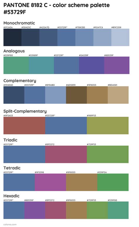 PANTONE 8182 C color palettes and color scheme combinations - colorxs.com