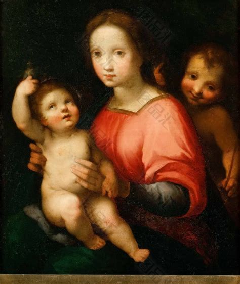 带着孩子的圣玛丽和年轻的施洗约翰油画素材_图品汇