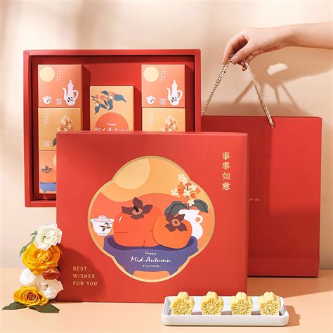 2021年中秋节月饼盒包装盒礼盒袋子定制带托现货冰皮蛋黄酥礼品盒-阿里巴巴