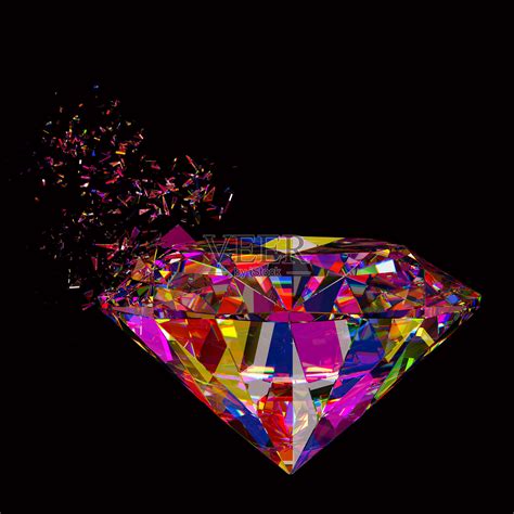 3d渲染闪闪发光的彩色钻石折射背景照片摄影图片_ID:131882000-Veer图库