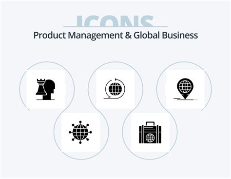 Product Managment And Global Business Glyph Icon Pack 5 Icon Design ...
