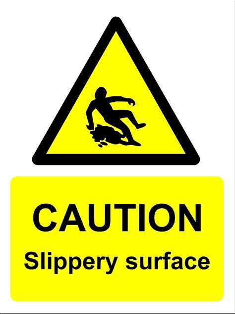 CAUTION SLIPPERY SURFACE SIGN - Self adhesive sticker 300mm x 200mm ...
