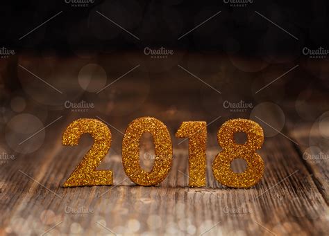 2018 year golden figures featuring 2018, new, and year | Holiday Stock ...