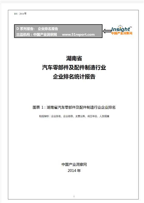 湖南省汽车零部件及配件制造行业企业排名统计报告 - 文档之家