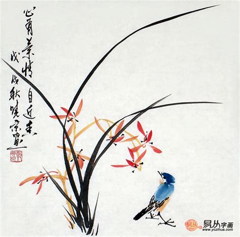 兰花国画图片