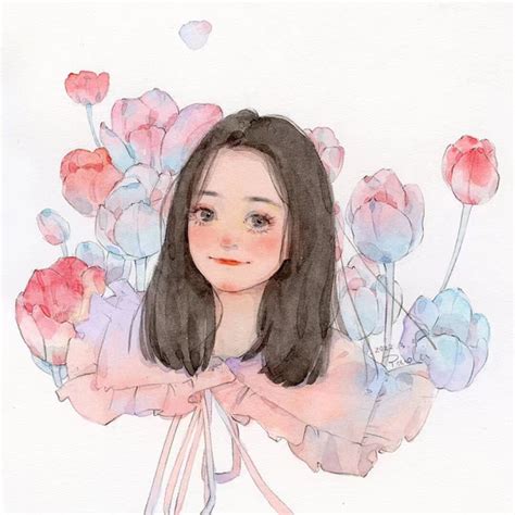 古风景水彩头像女生动漫