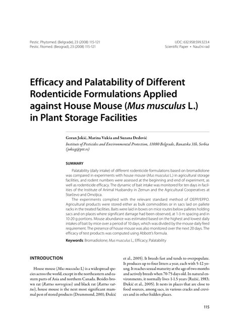 (PDF) Efficacy and Palatability of Different Rodenticide Formulations ...