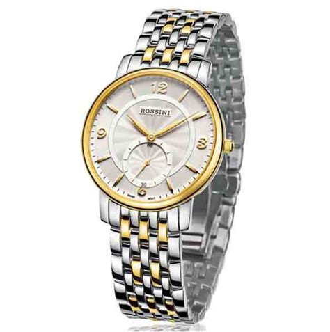 罗西尼(ROSSINI)手表 雅尊商务系列不锈钢石英情侣表钟表男表6355&6356（特价表）_罗西尼