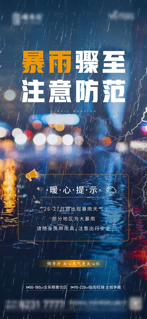 暴雨温馨提示PSD广告设计素材海报模板免费下载-享设计