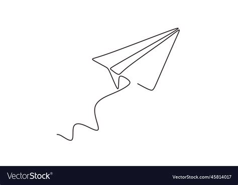Continuous line drawing of paper airplane craft Vector Image