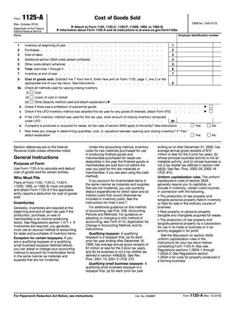 Form 1125 a: Fill out & sign online | DocHub