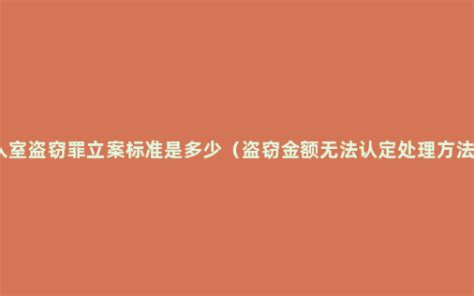 入室盗窃罪立案标准是多少（盗窃金额无法认定处理方法） - 菏泽刑辩律师