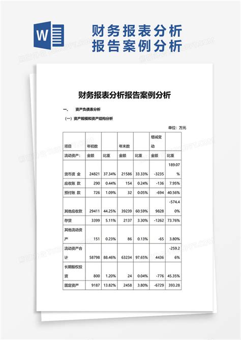 财务报表分析报告案例分析Word模板下载_熊猫办公