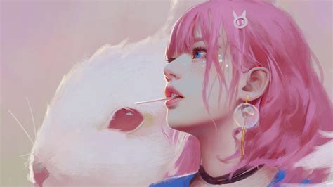 粉色少女壁纸图片